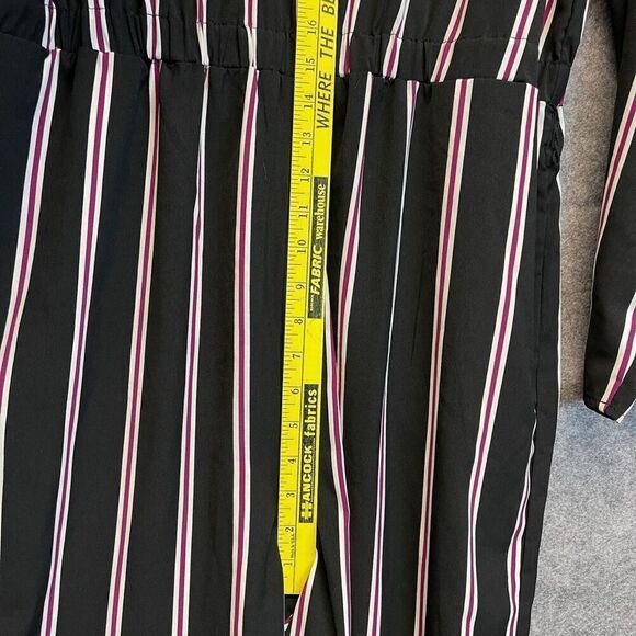 Who What Wear Jumpsuit Women's Black Purple Large Striped Long Sleeve Wide Leg - Picture 9 of 16